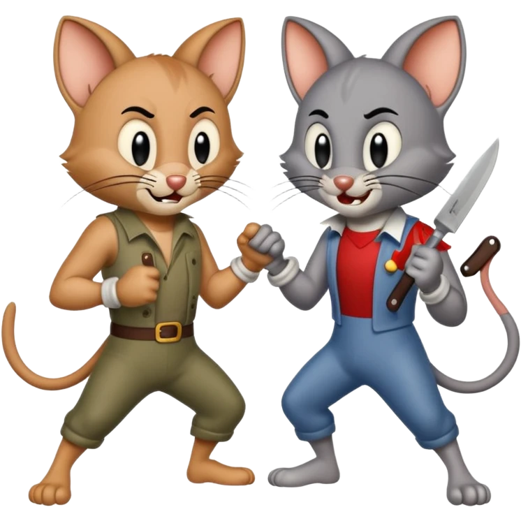 टॉम एंड जेरी चाकू से लड़ते हुवे emoji