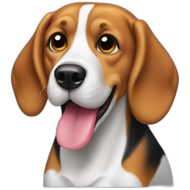 beagle sticking tongue half out looking goofy emoji