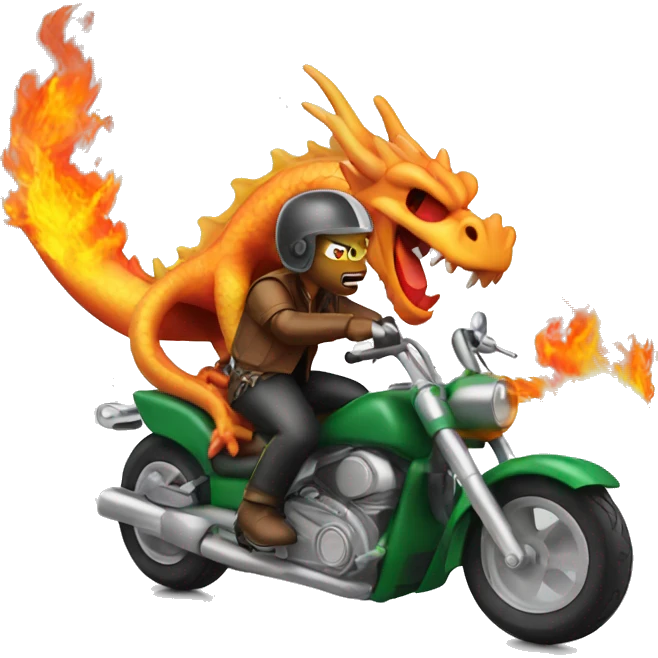 dragon on motorcycle blowing out fire emoji