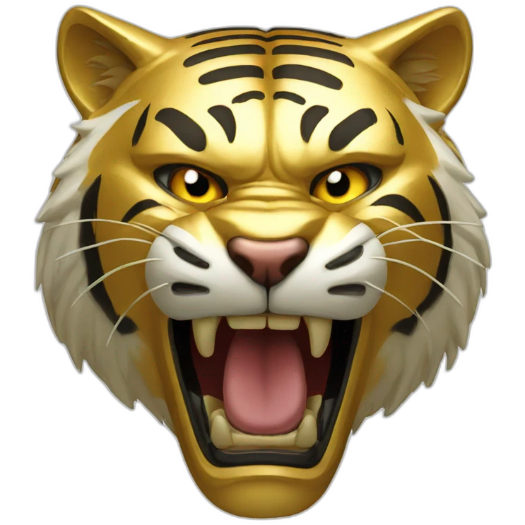 angry tiger made of gold emoji