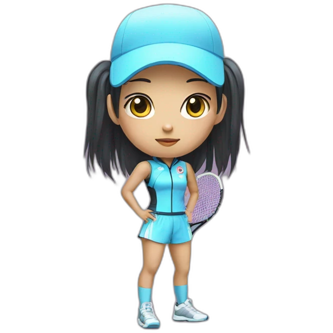 augmented cyberpunk asian girl in tennis uniform emoji