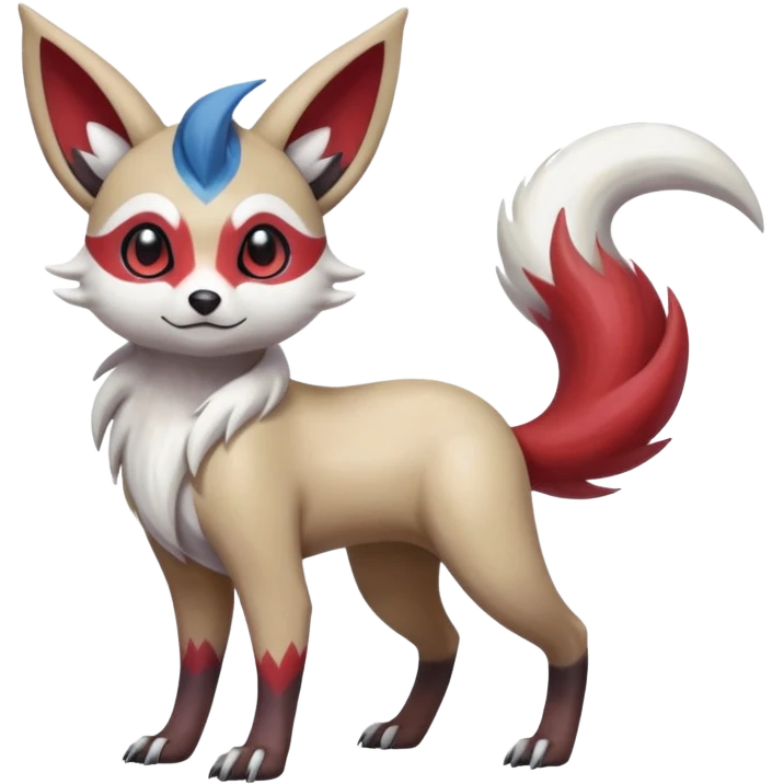 Hyper-realistic Colorful Skilled Adept Graceful Asian Painted Meloetta-Furret-Lycanroc-Absol-Zangoose-fusion-hybrid-creature (full body) emoji