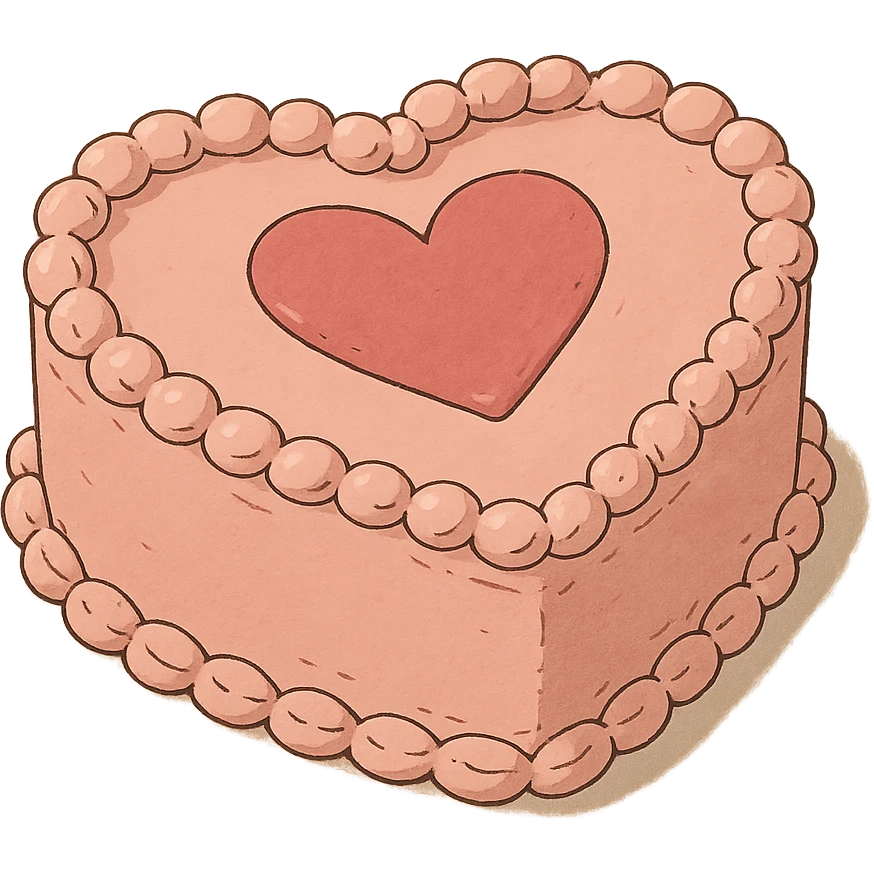 pink heart-shaped cake emoji