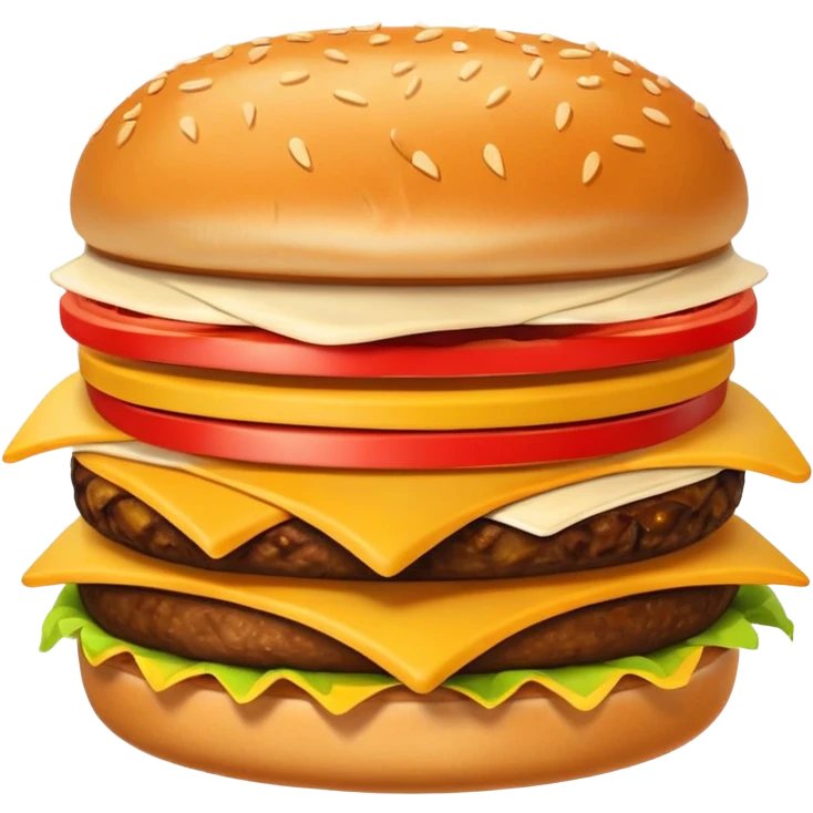 A clean and simple icon of fast food in emoji-style illustration. A burger with fries, nuggets and shawarma, bright and bold colors, simple shapes, flat design, high contrast, inviting and appetizing. emoji