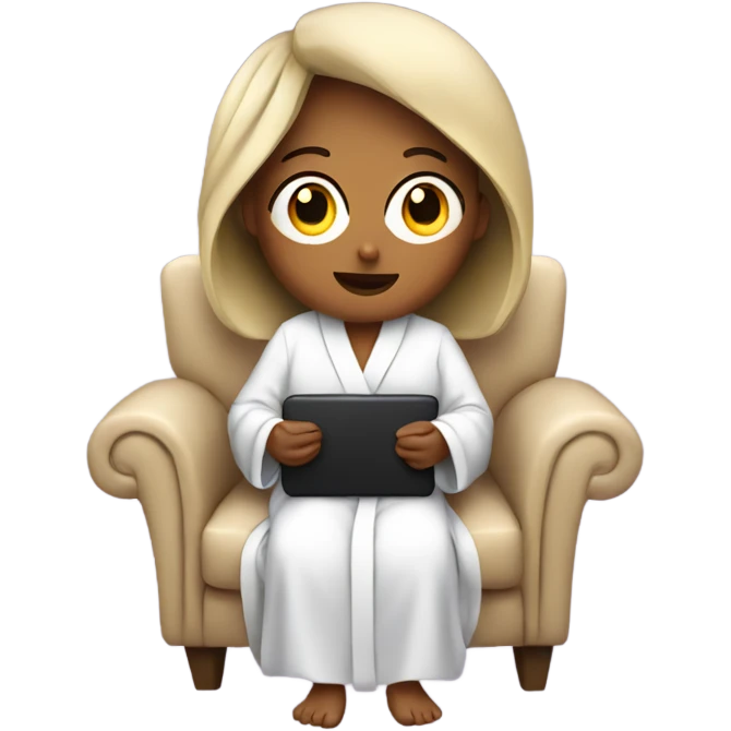 Lady in a robe watching tv on a couch  emoji