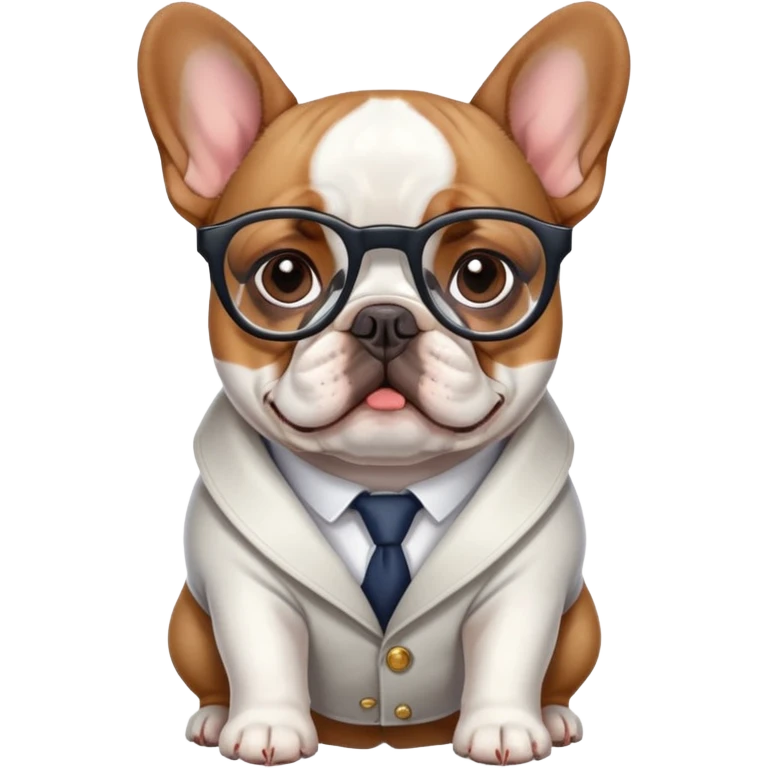 French bulldog with glasses emoji