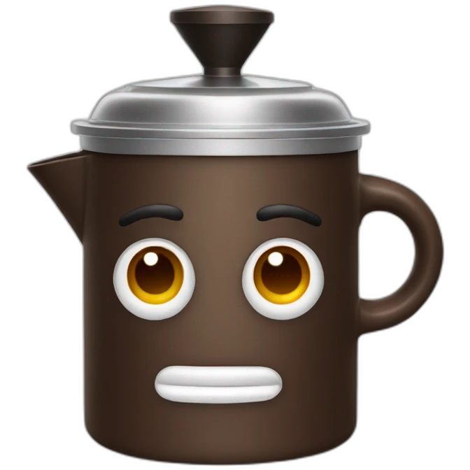 Moka pot with concerning eyes emoji