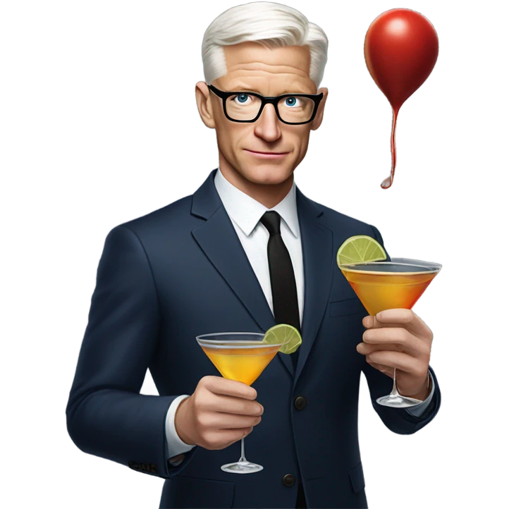 Photorealistic Spider Man with Martini and Anderson Cooper emoji