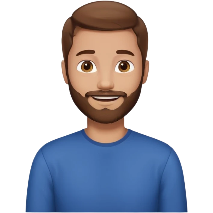 A man with brown hair and beard waiting for a hug emoji