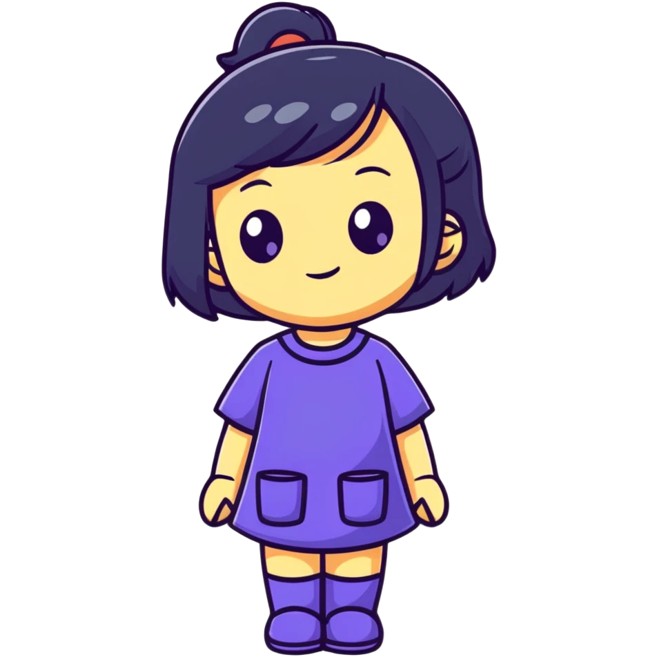 Cute female figurine in designer toy style, colorful, smooth plastic appearance, chibi proportions emoji