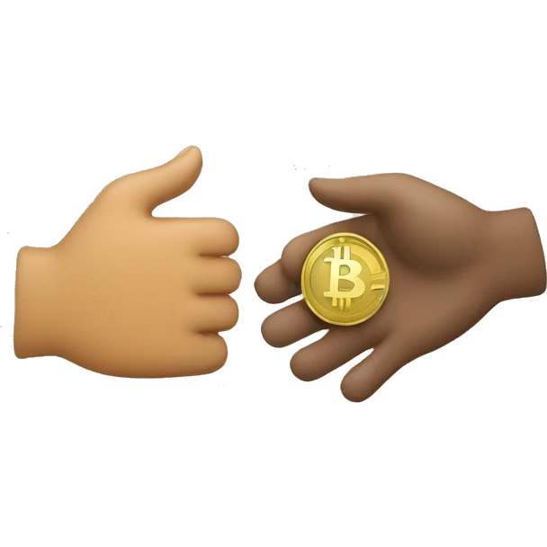 Bitcoin and Ethereum hand in hand emoji