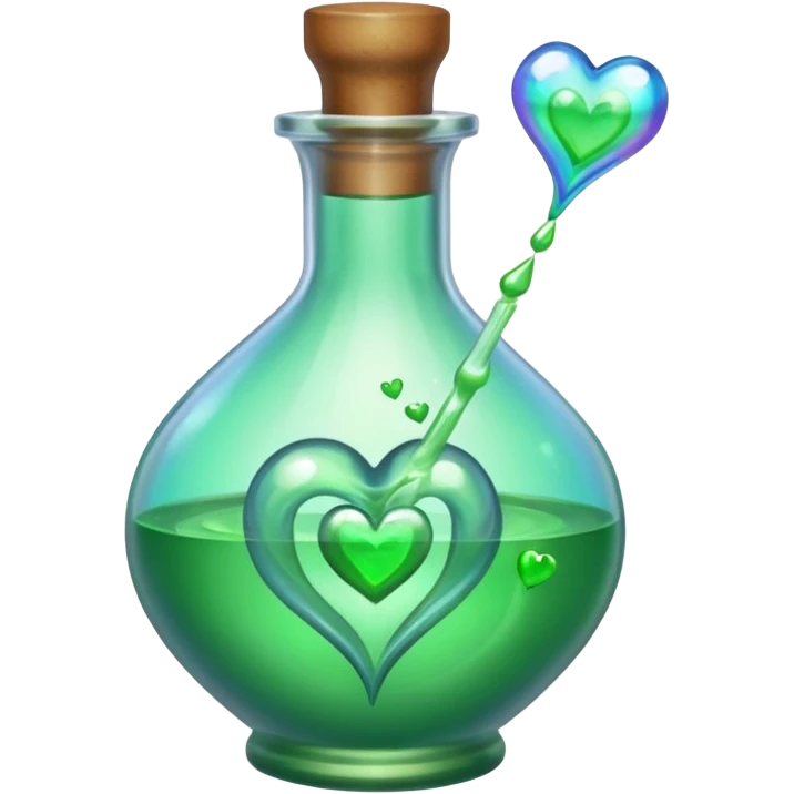 green potion and heart emoji