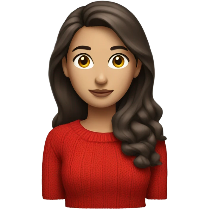 brunette woman red sweater emoji