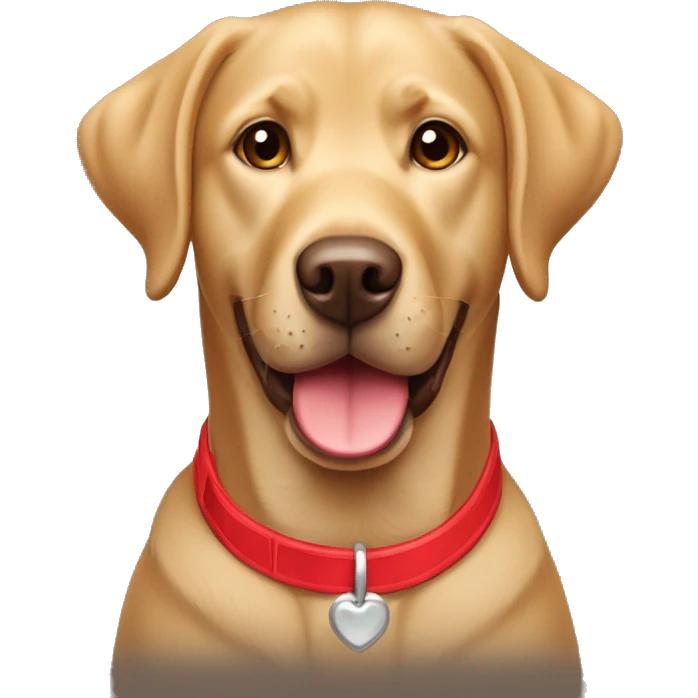 Happy sweet 3 year old light brown Labrador with a red collar  emoji