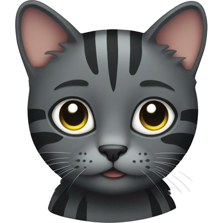 dark gray cat with stripes emoji