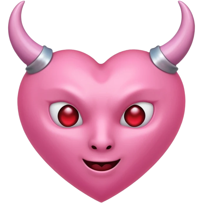 a plain pink heart with demon horns on it, no face emoji