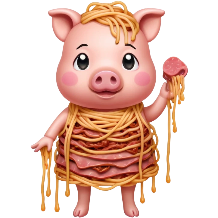  SPAM meat melted pink dripping sauce spaghetti dress piggy monalisa portrait emoji