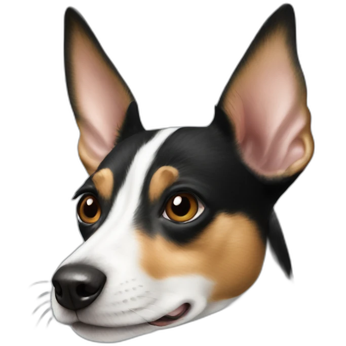 rat terrier playing colored like a black and white cow emoji