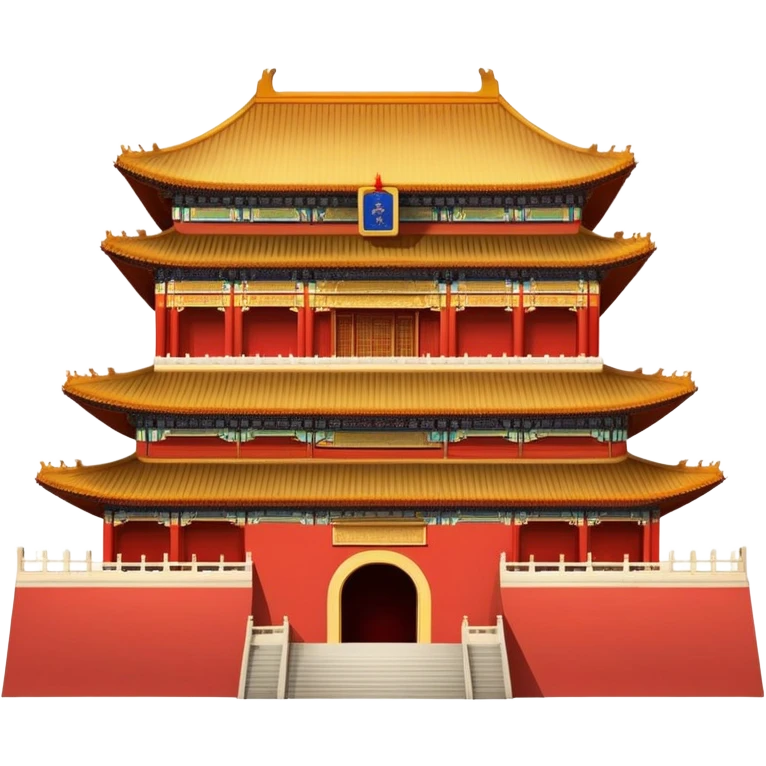 Forbidden City palace in Beijing, traditional Chinese imperial architecture, red walls and gold roof, emoji style emoji