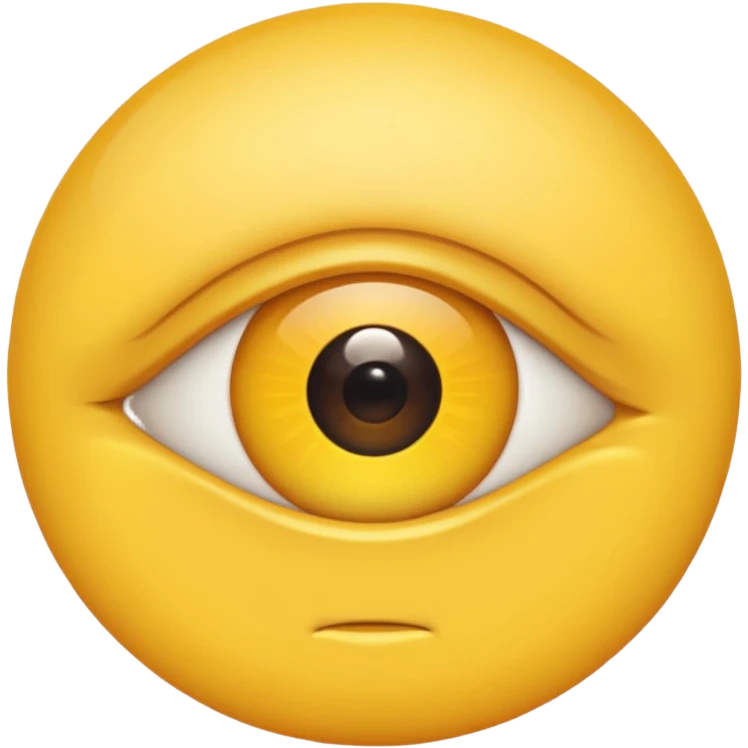 tyellow circle emoji, side view, eye looking at the screen. side eyeing emoji