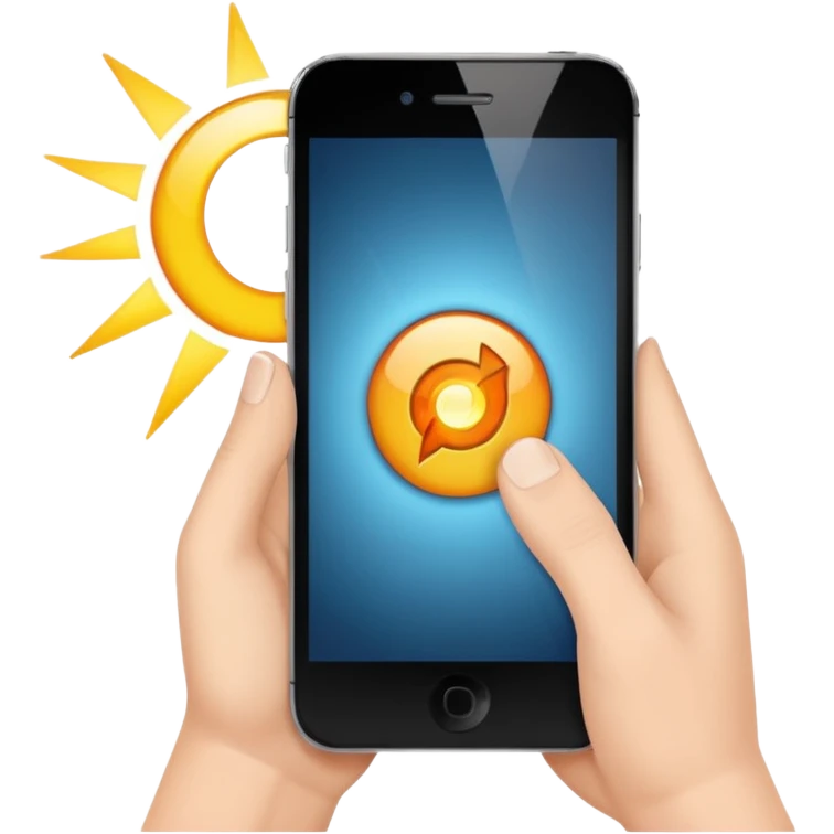 a hand holding a phone taking a picture with flash emoji