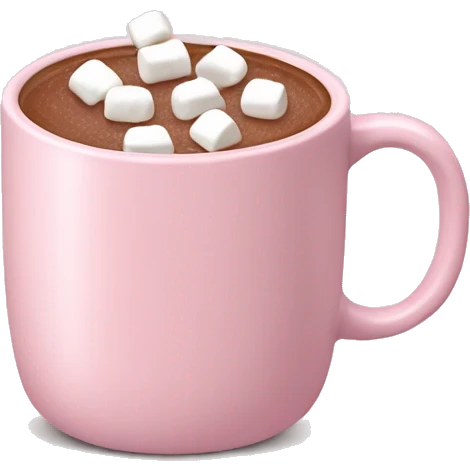 Light Pink mug of hot chocolate with marshmallows  emoji