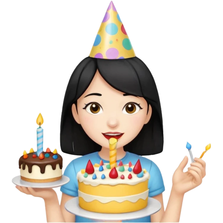 girl for birthday with black hair emoji