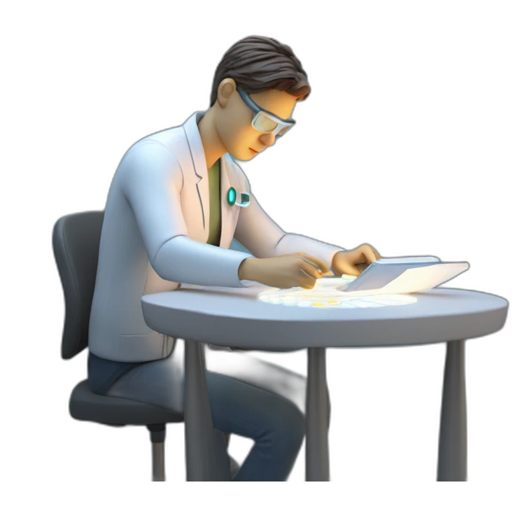 Futuristic-Biomedical-Engineer-studying-hologram-3d-model-of-breast emoji