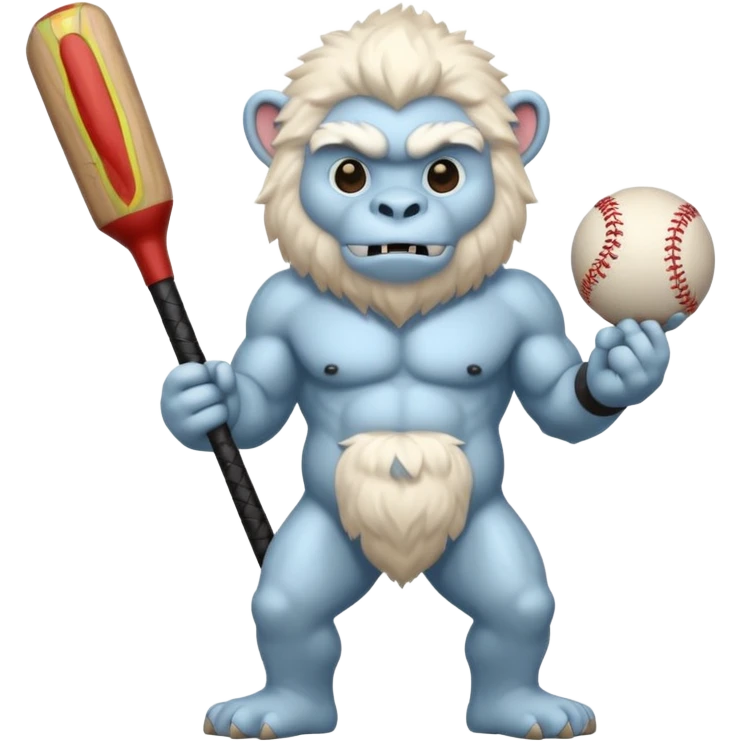 yeti, carrying a baseball bat emoji
