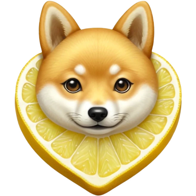 Shiba Jasper realistic heart shaped lemon slice emoji