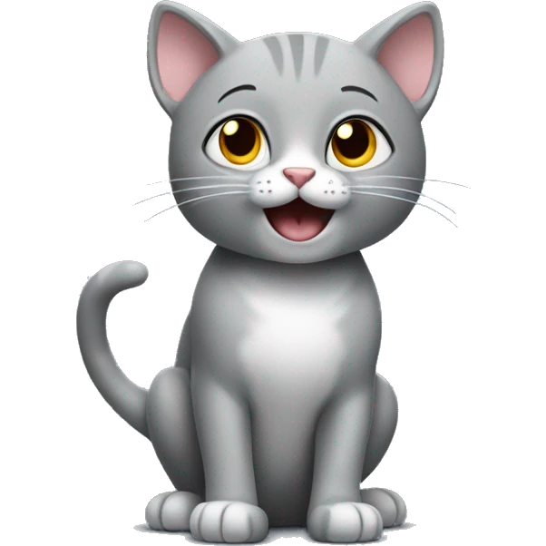 grey kitty play with mouse emoji