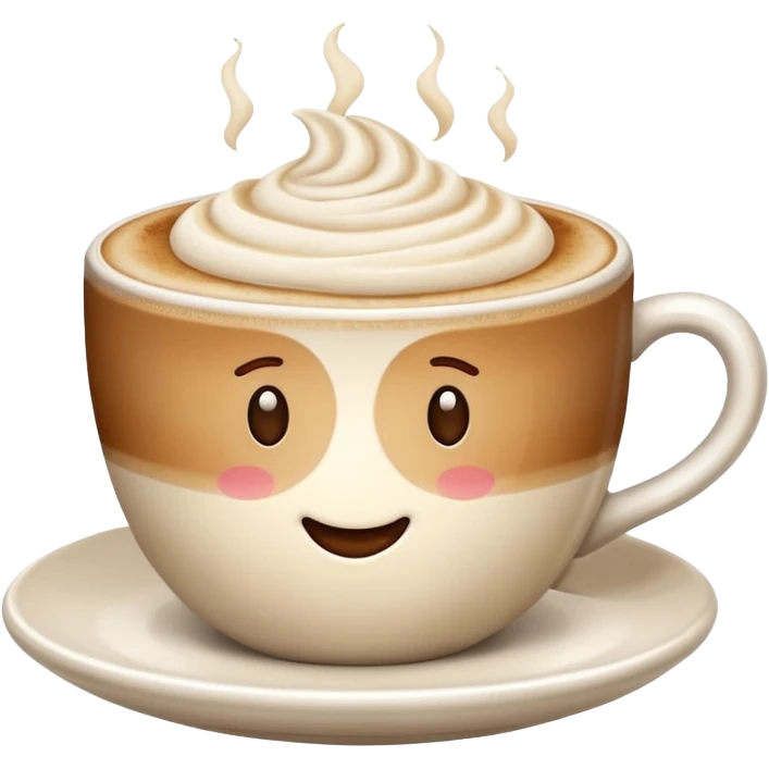 cappuccino classic coffee cup with frothy milk, warm brown and cream colors, simple and expressive emoji emoji