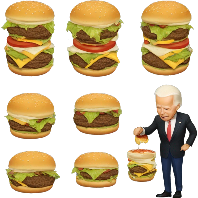 Biden qui mange un burger emoji