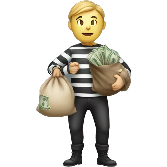 Thief with money sack and striped shirt emoji