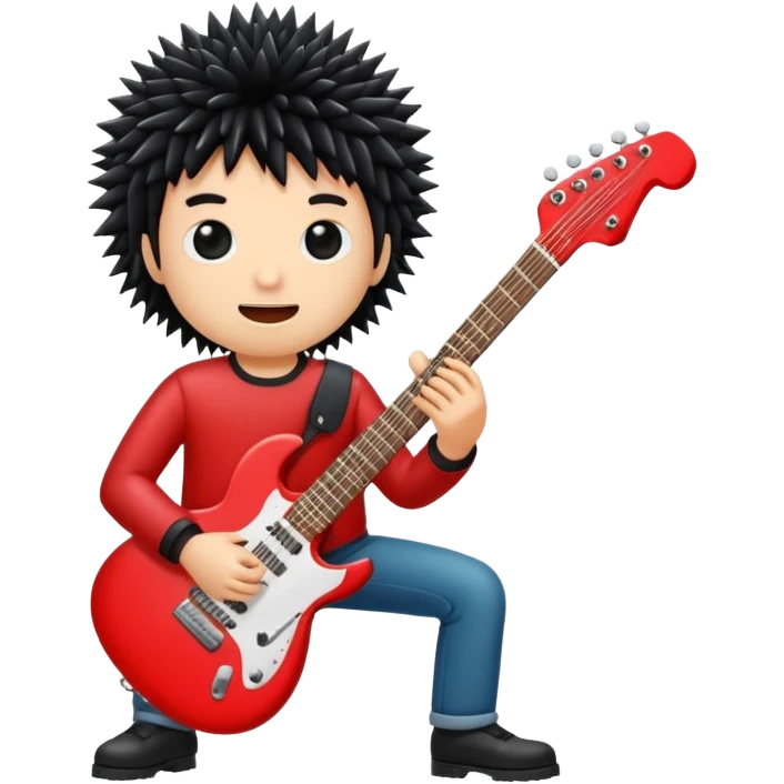 playing red electric guitar cute black sea urchin emoji
