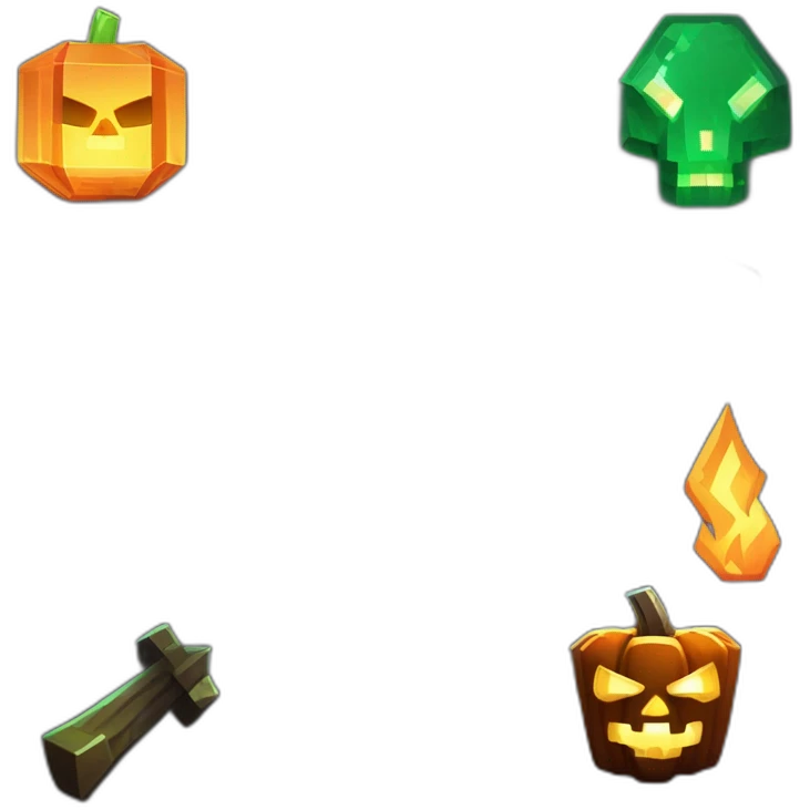 Pixel Minecraft Fedora Halloween Witcher Skeleton Diamond Obsidian Emerald Flame Shiny Glow Reward Legendary Unique Epic Mystery emoji