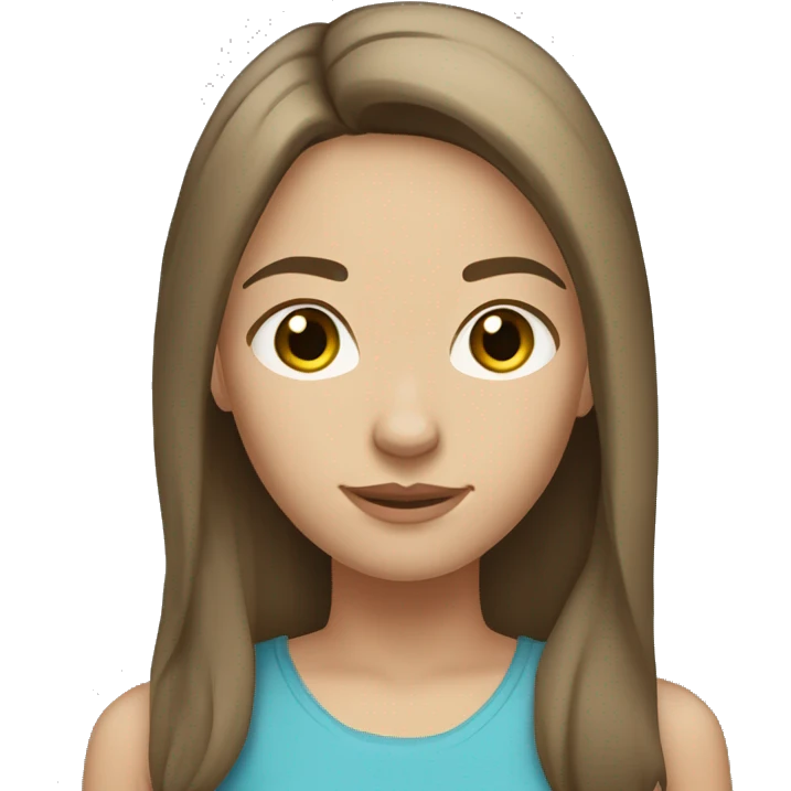 caucasian girl with medium straight brown hair, light brown eyes emoji