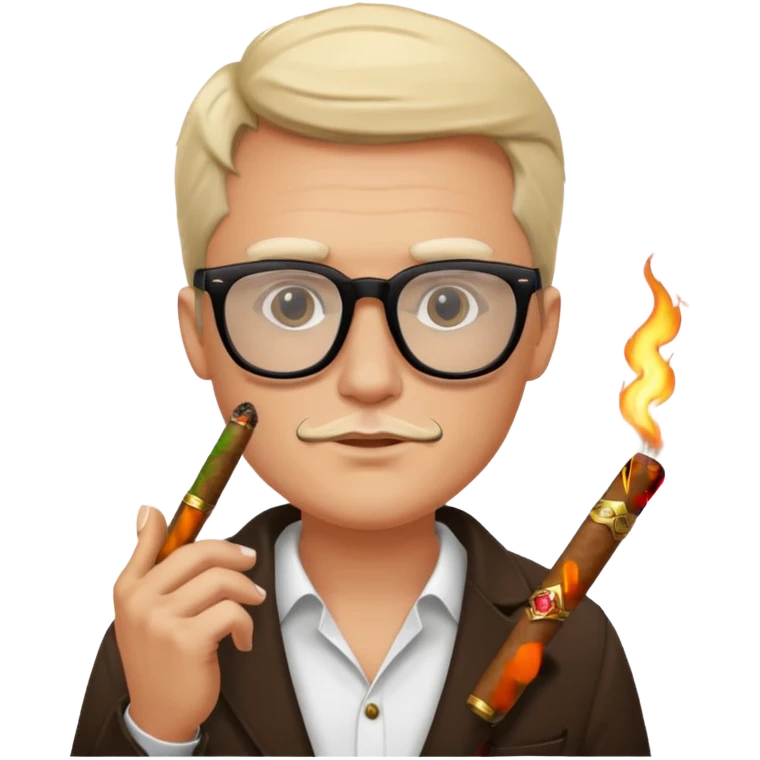 bold white guy in black glasses and cigar emoji