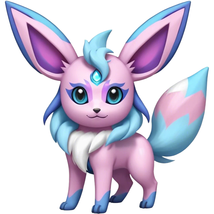 Futuristic Fluffy Celestial Glaceon-Espeon-Sylveon-Umbreon-hybrid, full bod emoji