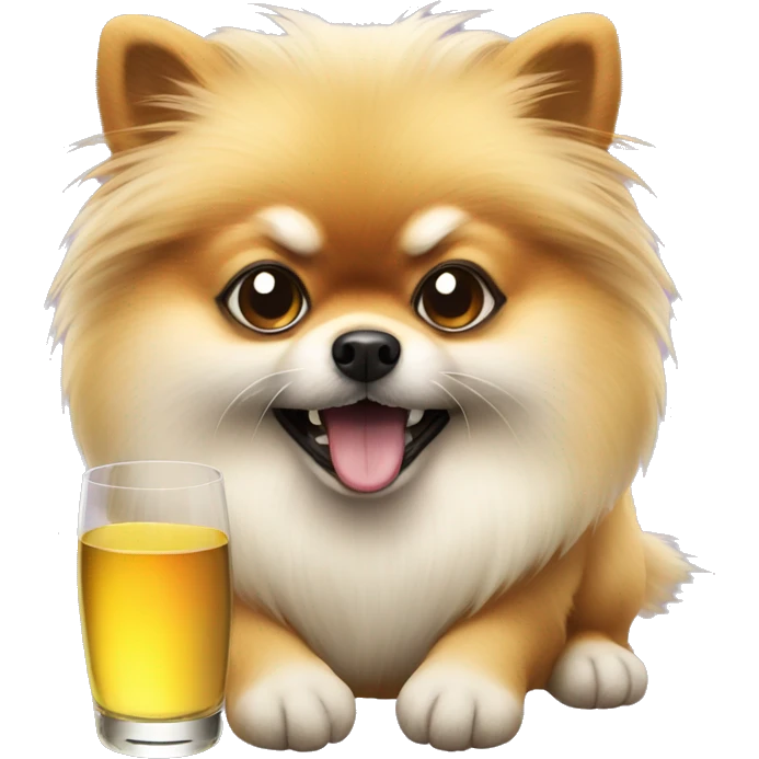 angry pomeranian with white wine in paw emoji