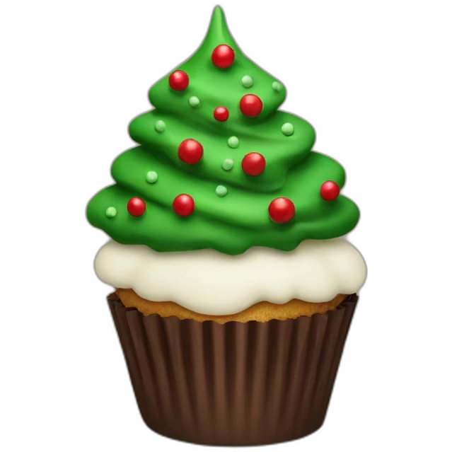 Happy Christmas tree cupcake emoji