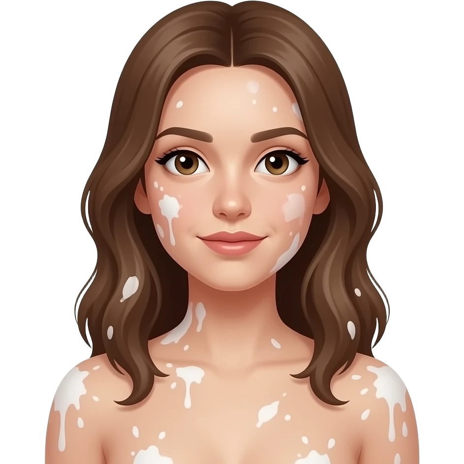 A naked woman with white splashes on her emoji