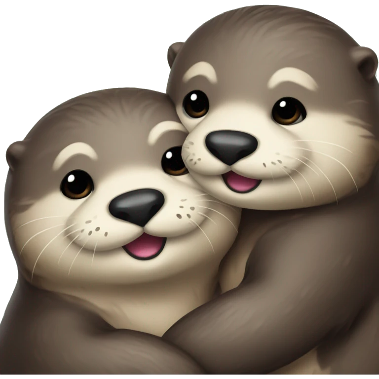 Cuddling cute otters, one has a mustache  emoji