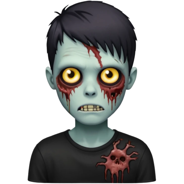 zombie boy with emo hair and black shirt emoji