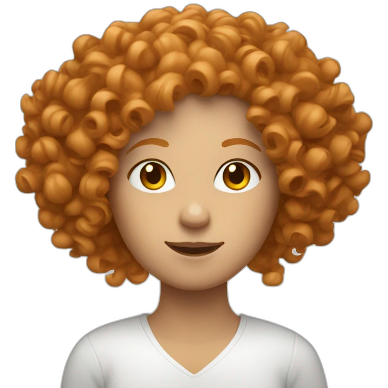 Curly ginger woman with a white fax of hair emoji