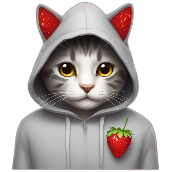 cat with a hood  of Strawberry emoji