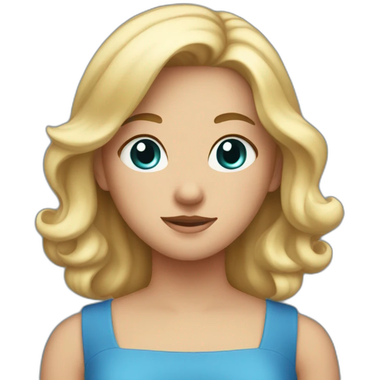 the white girl in the blue dress crossed her arms over her chest. emoji