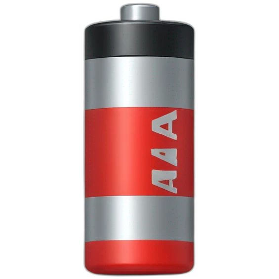 AA battery red color, with a sad face emoji