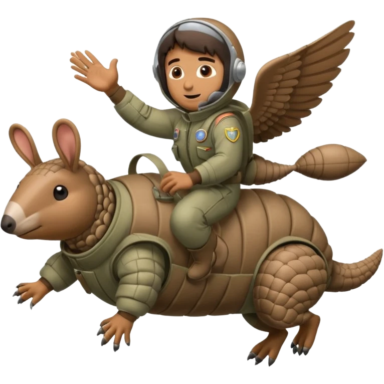 Man flying in the sky of armadillos emoji