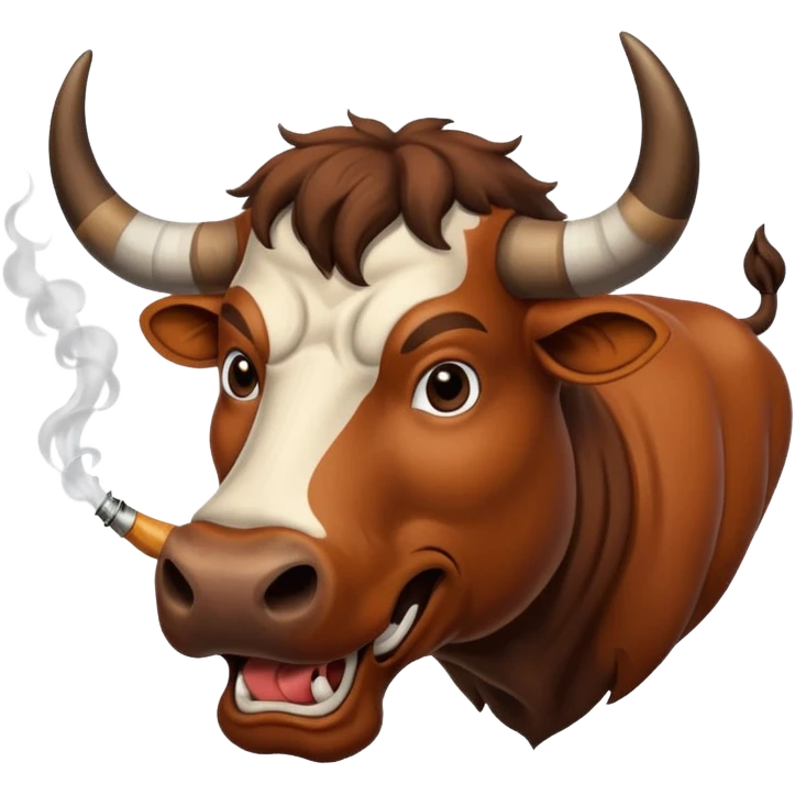 Longhorn Bull blowing smoke out of its nose emoji